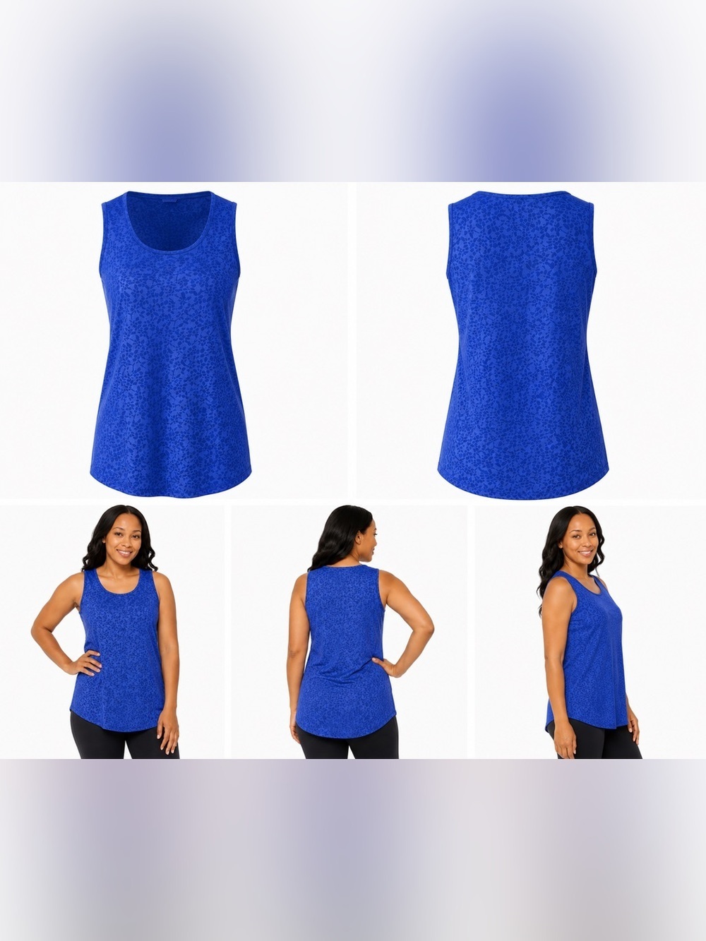 SIMPLY BE. ANTHOLOGY JACQUARD SLEEVELESS TOP - BLUE SIZE 12 (NEW WITH TAGS) A15